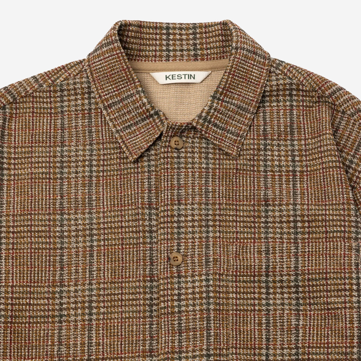 Portree Printed Check Jersey Overshirt - Peat