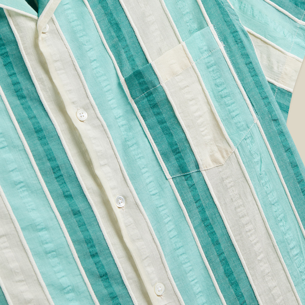 Punta Jacquard S/S Vacation Shirt - Green Stripe