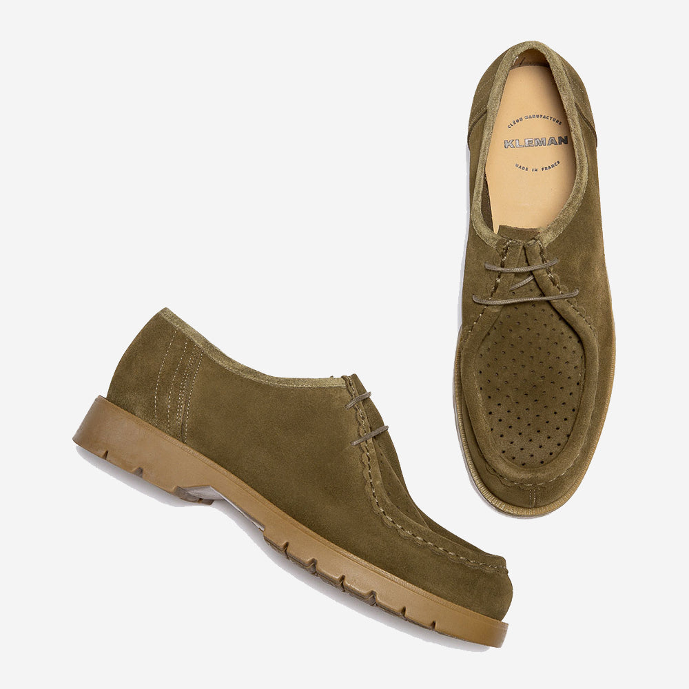 KLEMAN - Padror V Sum Suede Tyrolean Shoes - Kaki Green – Muddy George