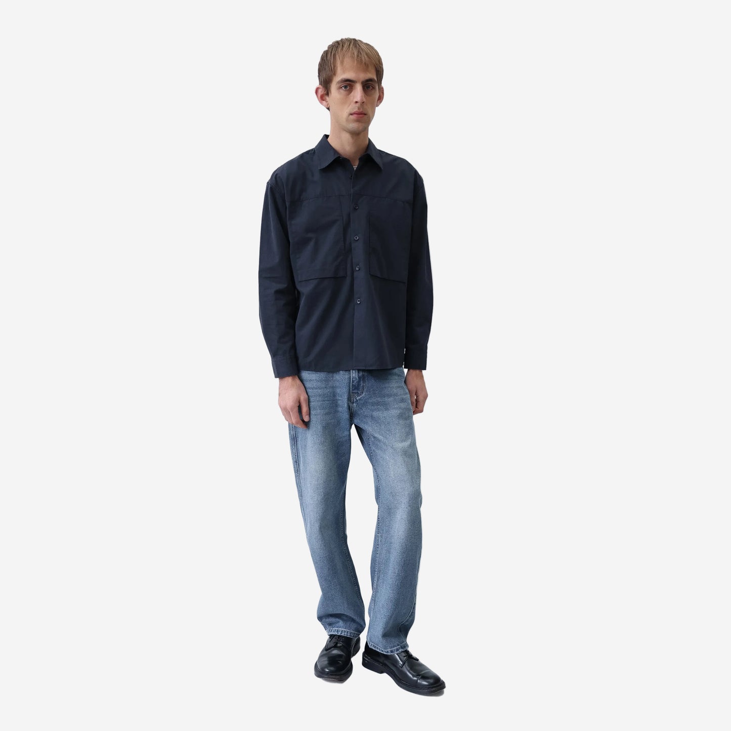 Panel Pocket Twill Shirt - Dark Navy