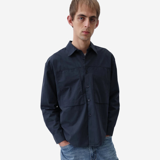Panel Pocket Twill Shirt - Dark Navy