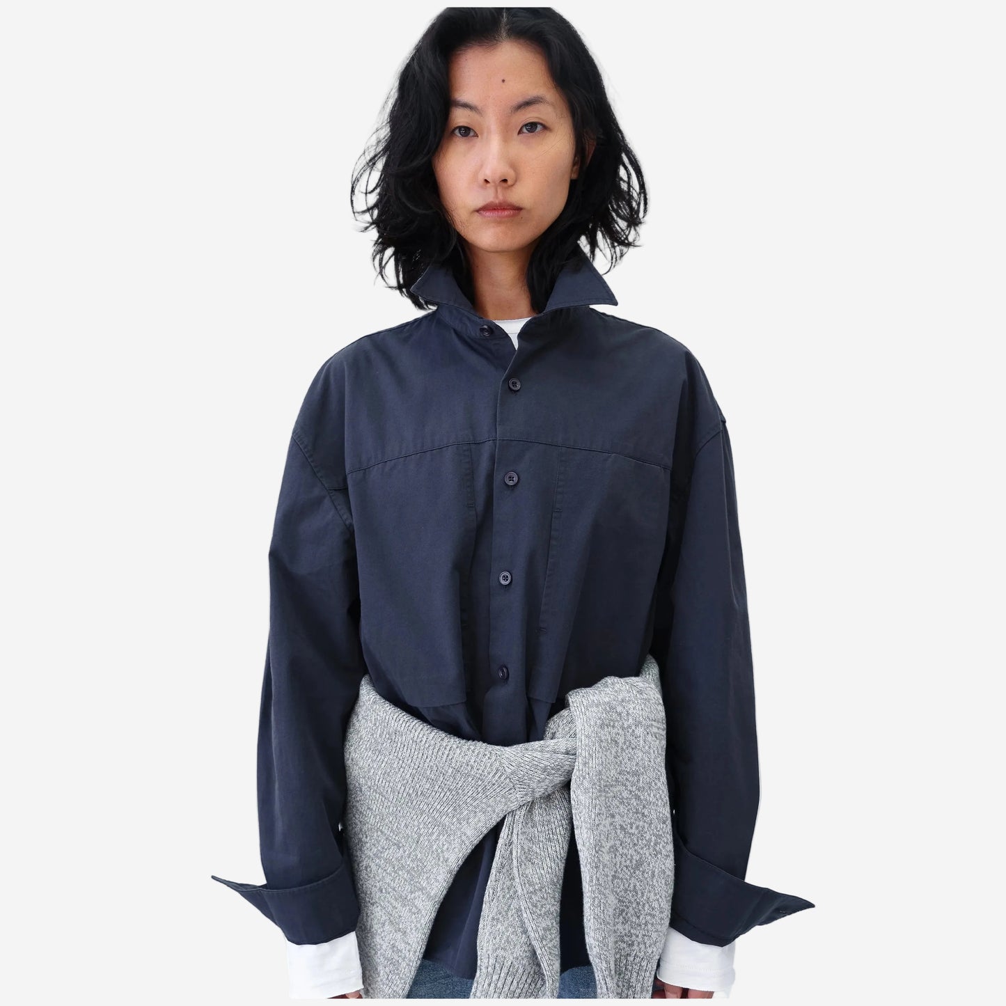 Panel Pocket Twill Shirt - Dark Navy