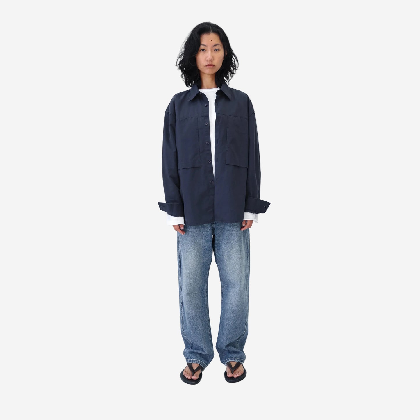 Panel Pocket Twill Shirt - Dark Navy