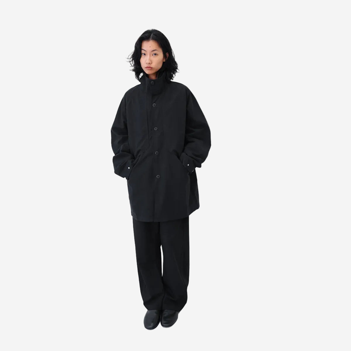Mid-Length Parka Jacket - Black