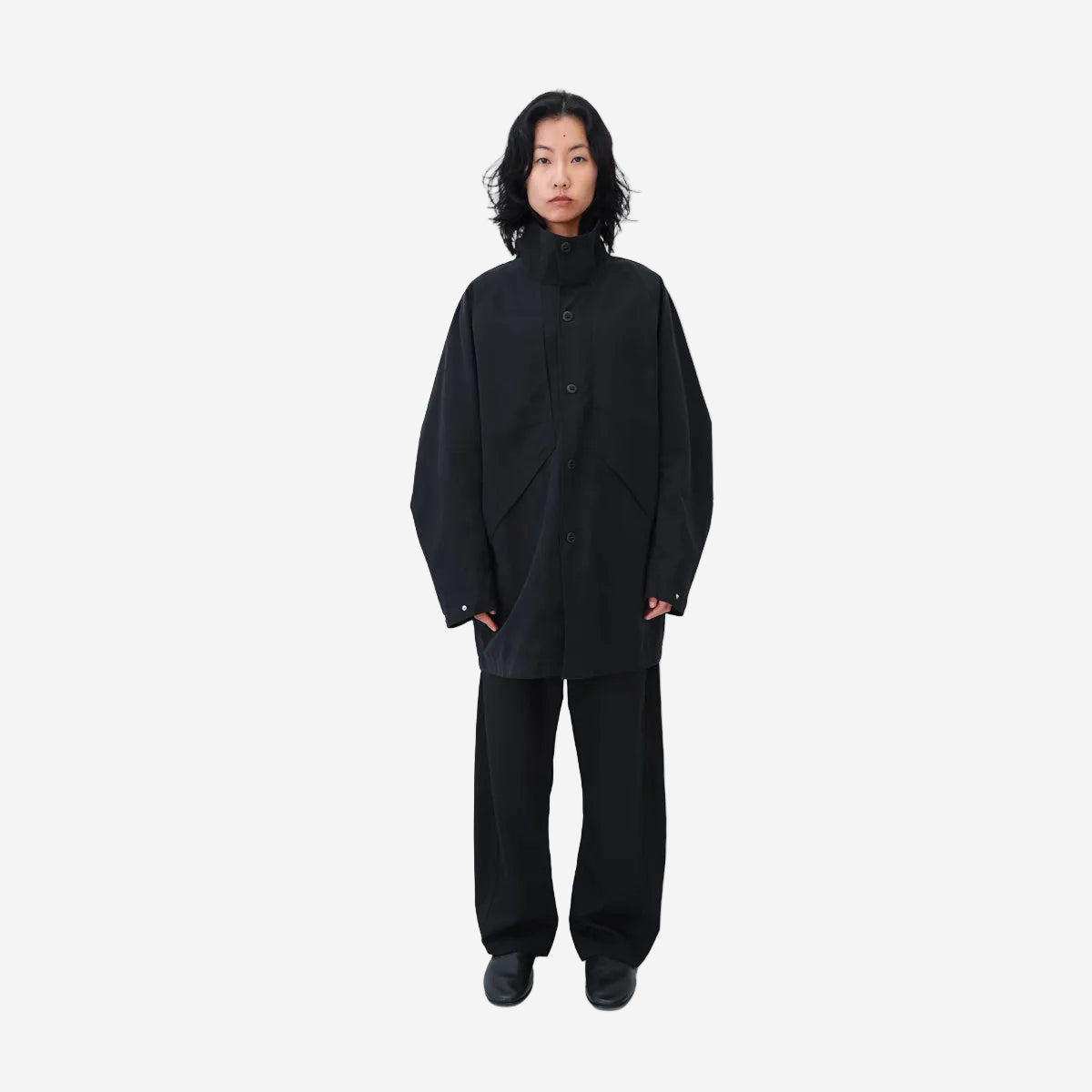 Mid-Length Parka Jacket - Black