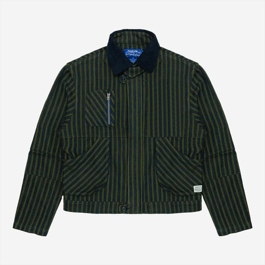 Pine Blouson Khadi Jacket - Navy/Olive Stripe