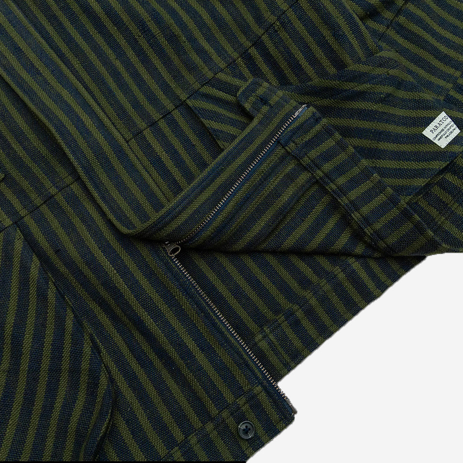 Pine Blouson Khadi Jacket - Navy/Olive Stripe