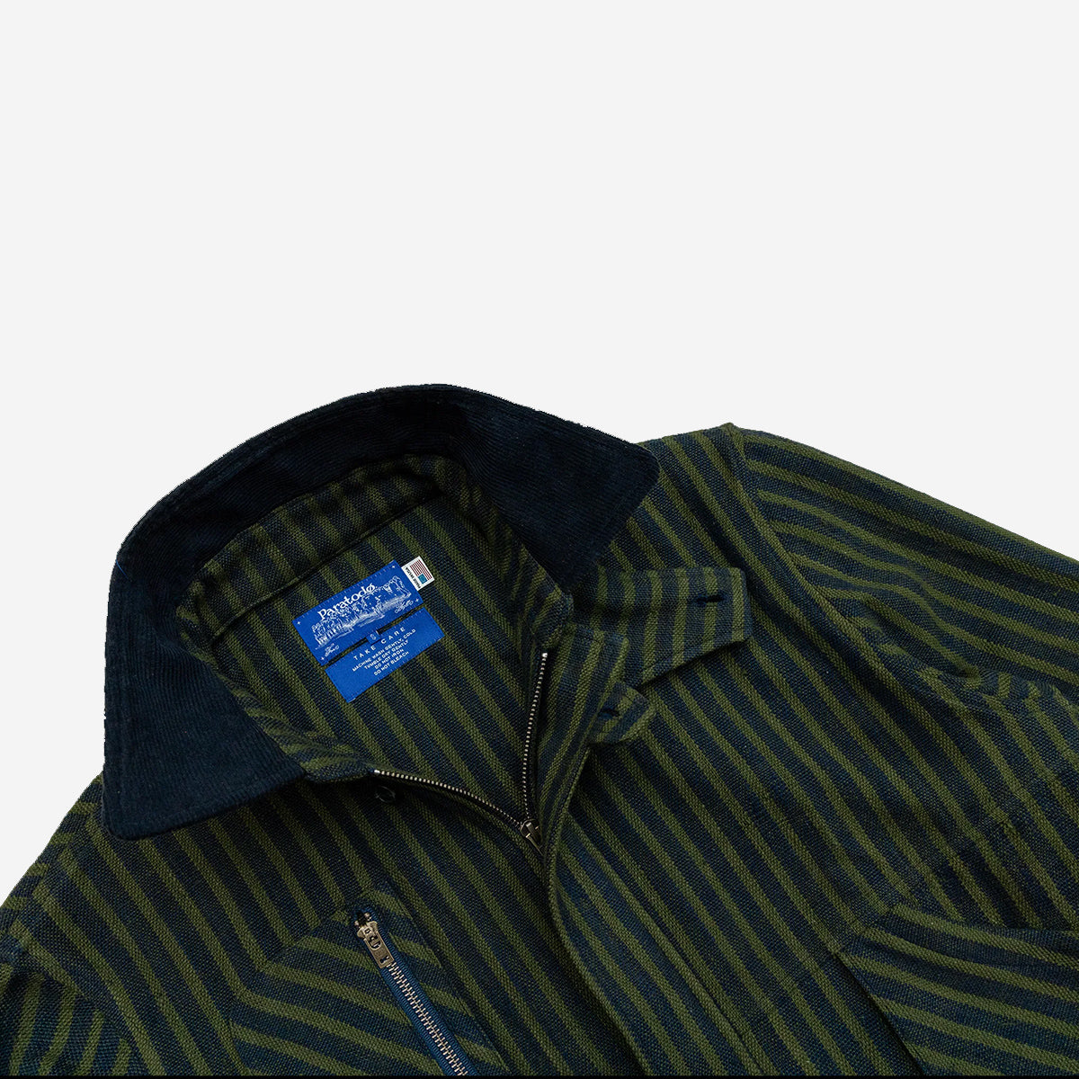 Pine Blouson Khadi Jacket - Navy/Olive Stripe