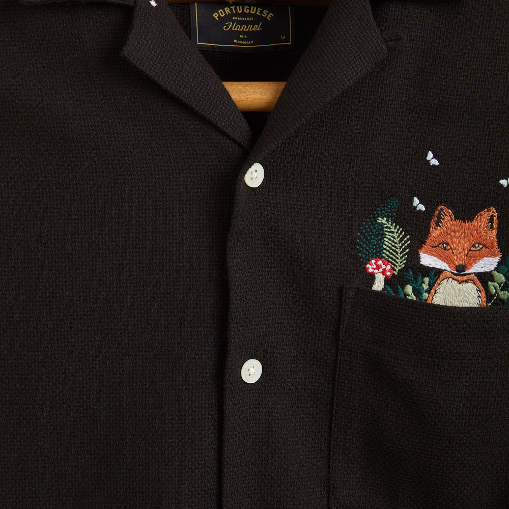 Pique Fox S/S Vacation Shirt - Black