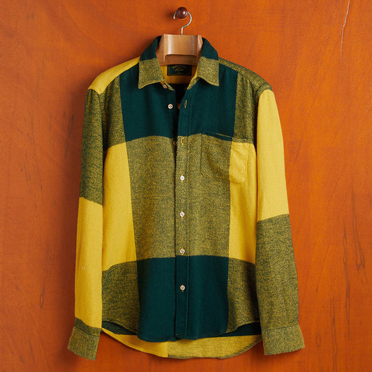 Placement Big Check Flannel Shirt - Green/Yellow