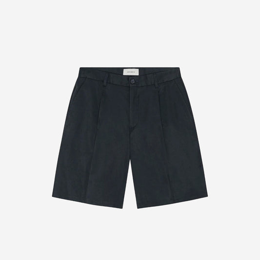 Pleated Twill Suit Shorts - Dark Blue Night