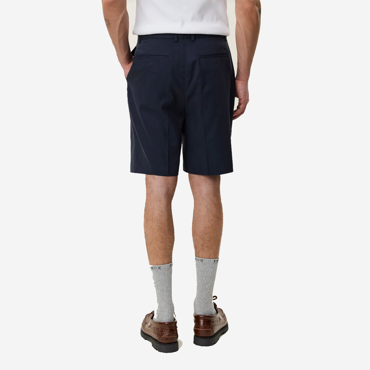 Pleated Twill Suit Shorts - Dark Blue Night