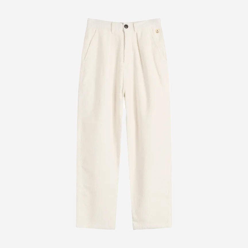 Pleated Corduroy Relaxed Trousers - Milk
