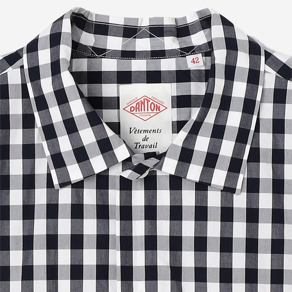 Poplin S/S Work Shirt - Navy Gingham