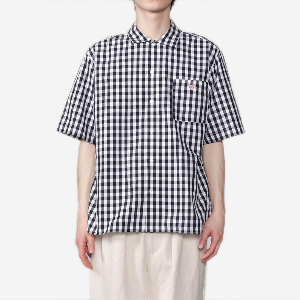 Poplin S/S Work Shirt - Navy Gingham