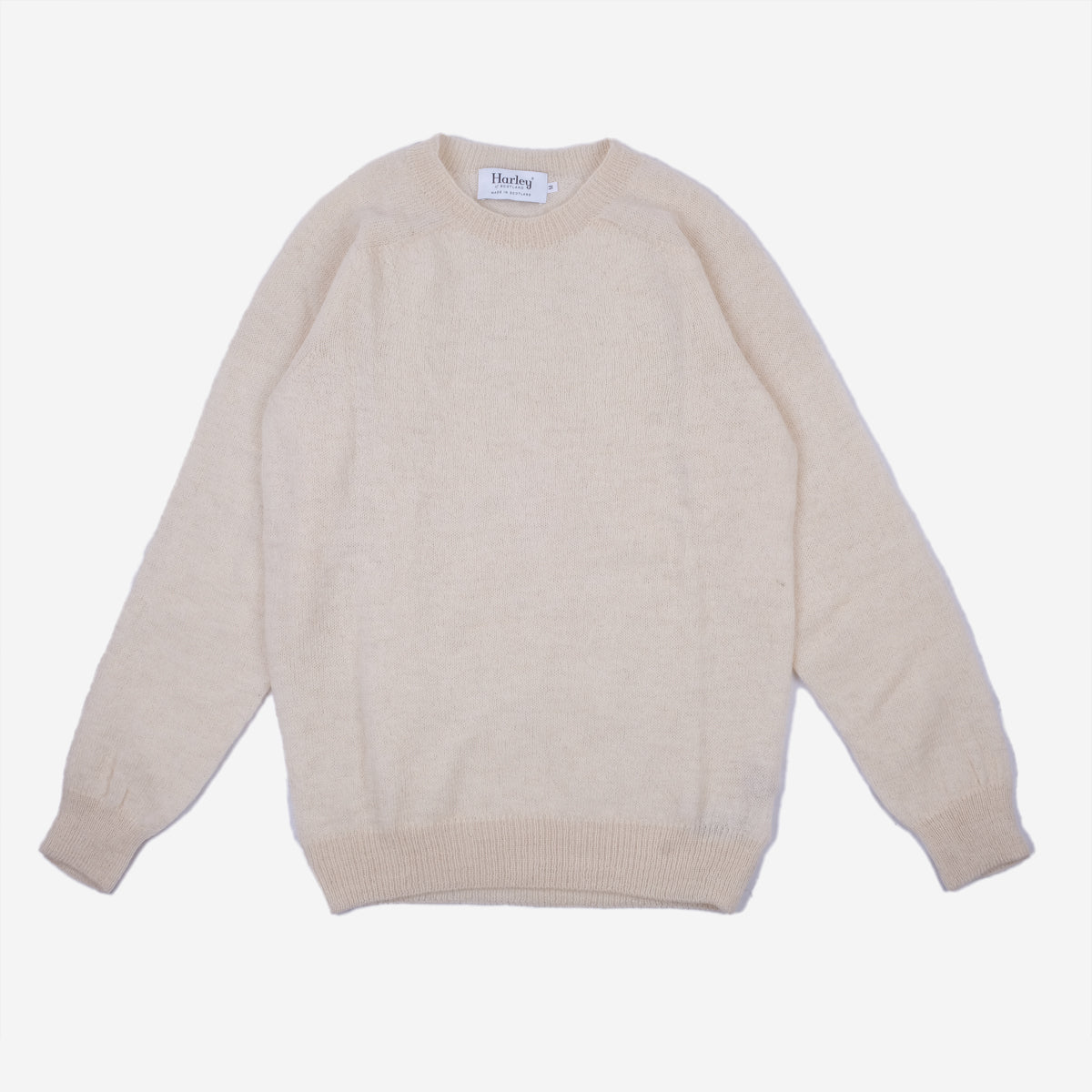 Pure Voe Shetland Wool Undyed Crew Sweater - Ecru