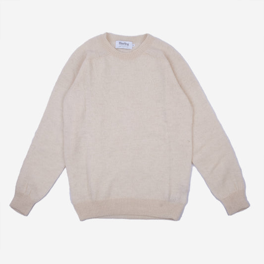 Pure Voe Shetland Wool Undyed Crew Sweater - Ecru
