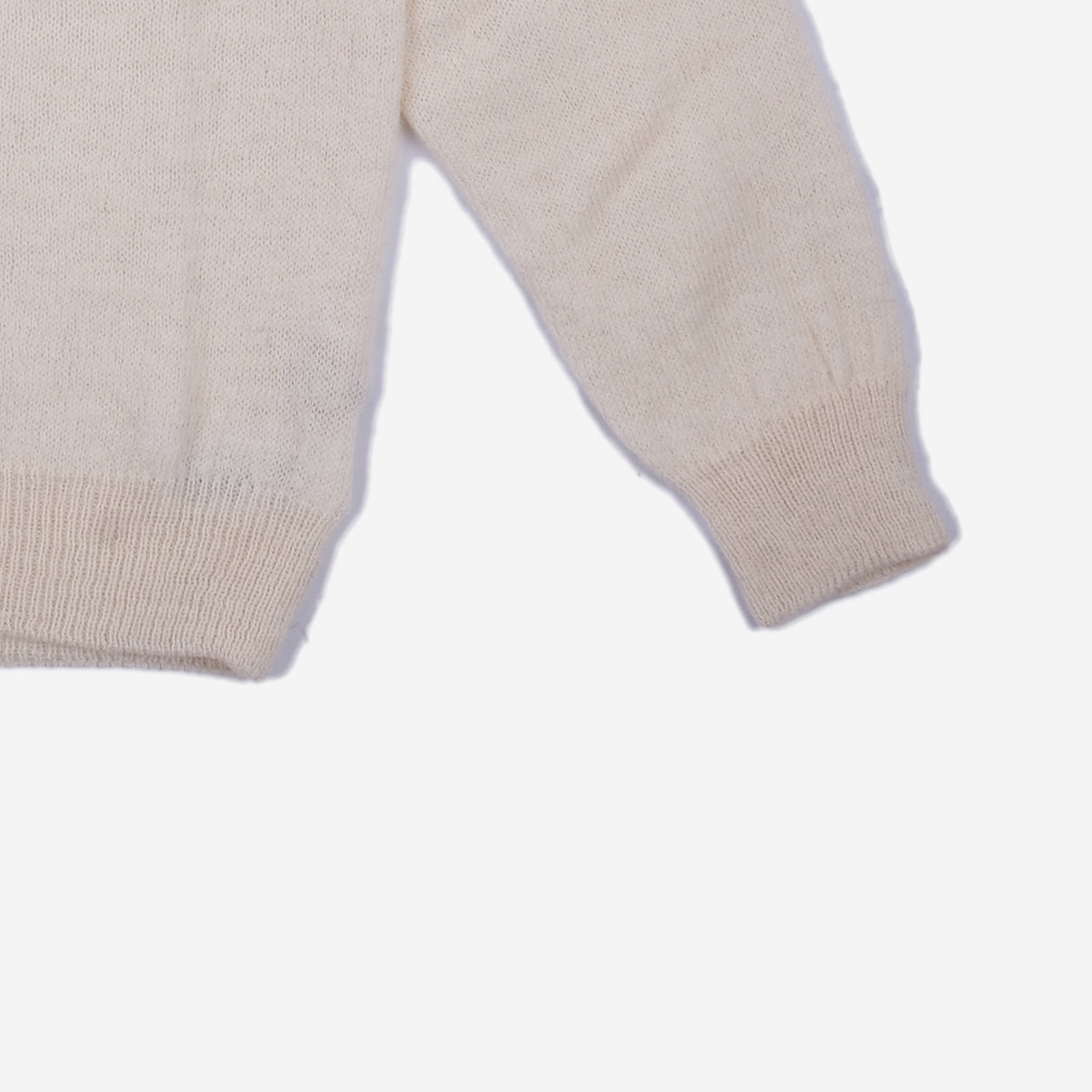 Pure Voe Shetland Wool Undyed Crew Sweater - Ecru