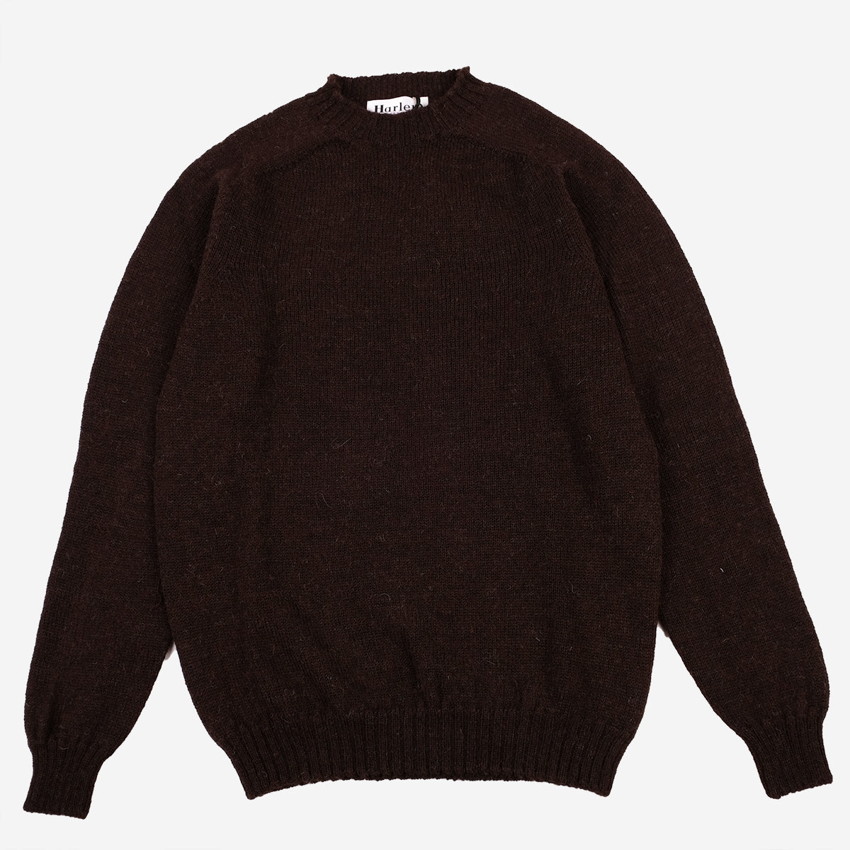 Pure Voe Shetland Wool Undyed Crew Sweater - Black (Brown)