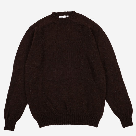 Pure Voe Shetland Wool Undyed Crew Sweater - Black (Brown)