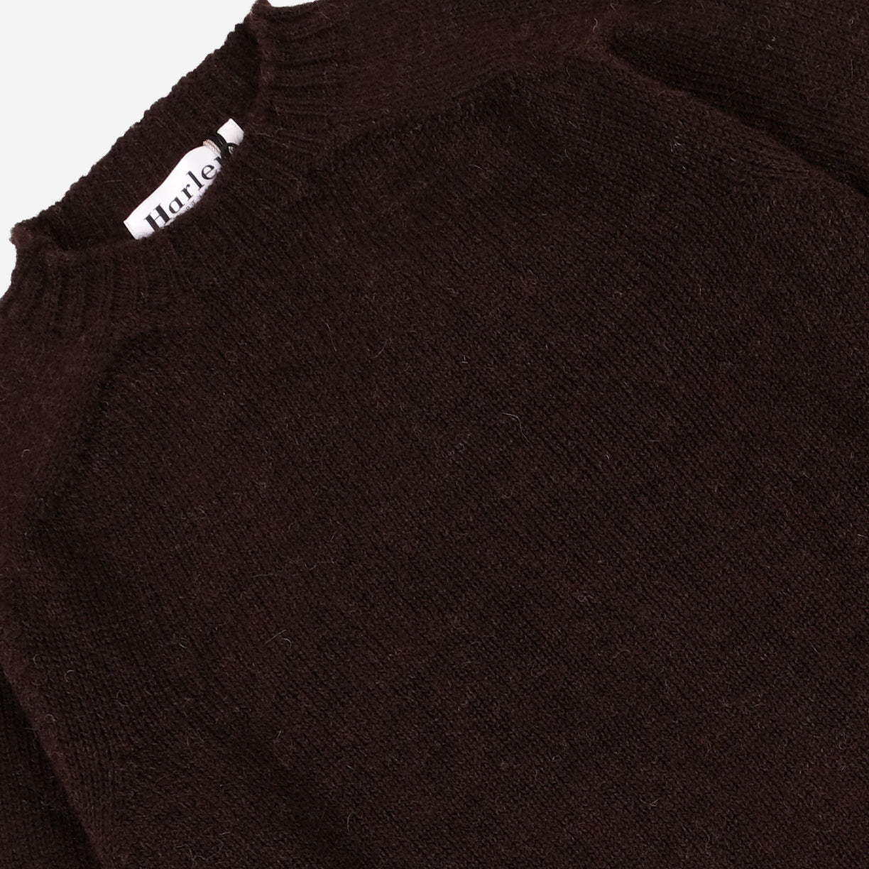 Pure Voe Shetland Wool Undyed Crew Sweater - Black (Brown)