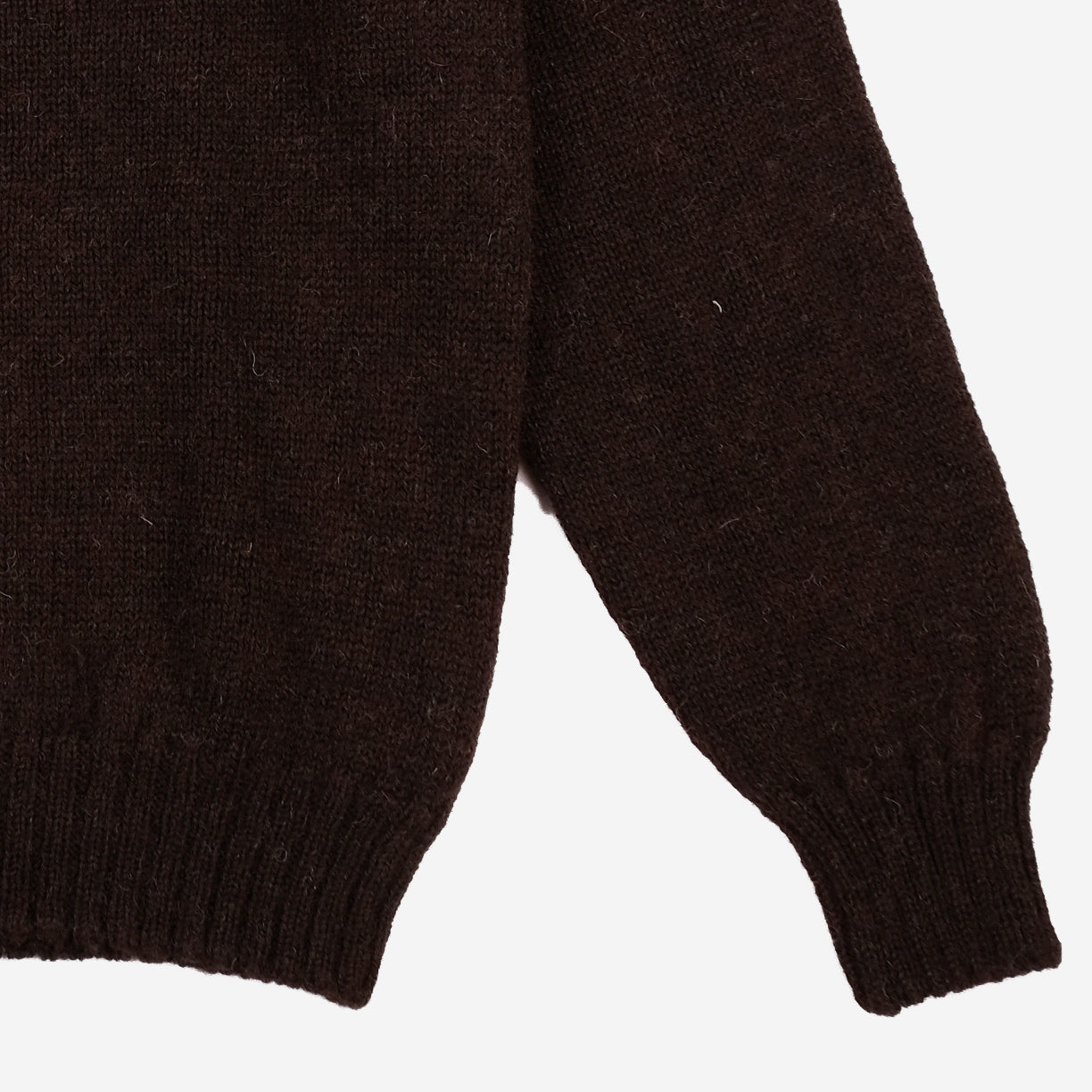 Pure Voe Shetland Wool Undyed Crew Sweater - Black (Brown)
