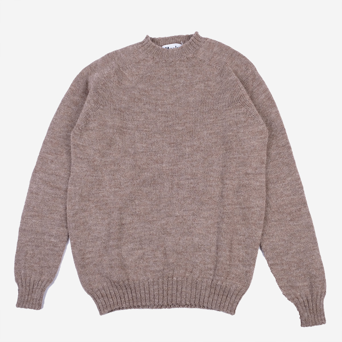 Pure Voe Shetland Wool Undyed Crew Sweater - Fawn
