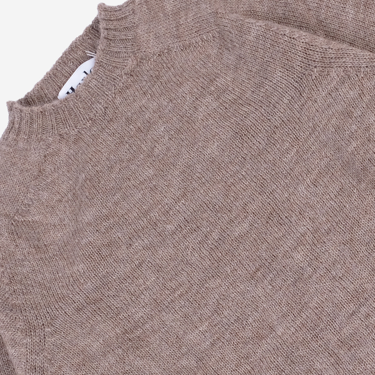 Pure Voe Shetland Wool Undyed Crew Sweater - Fawn