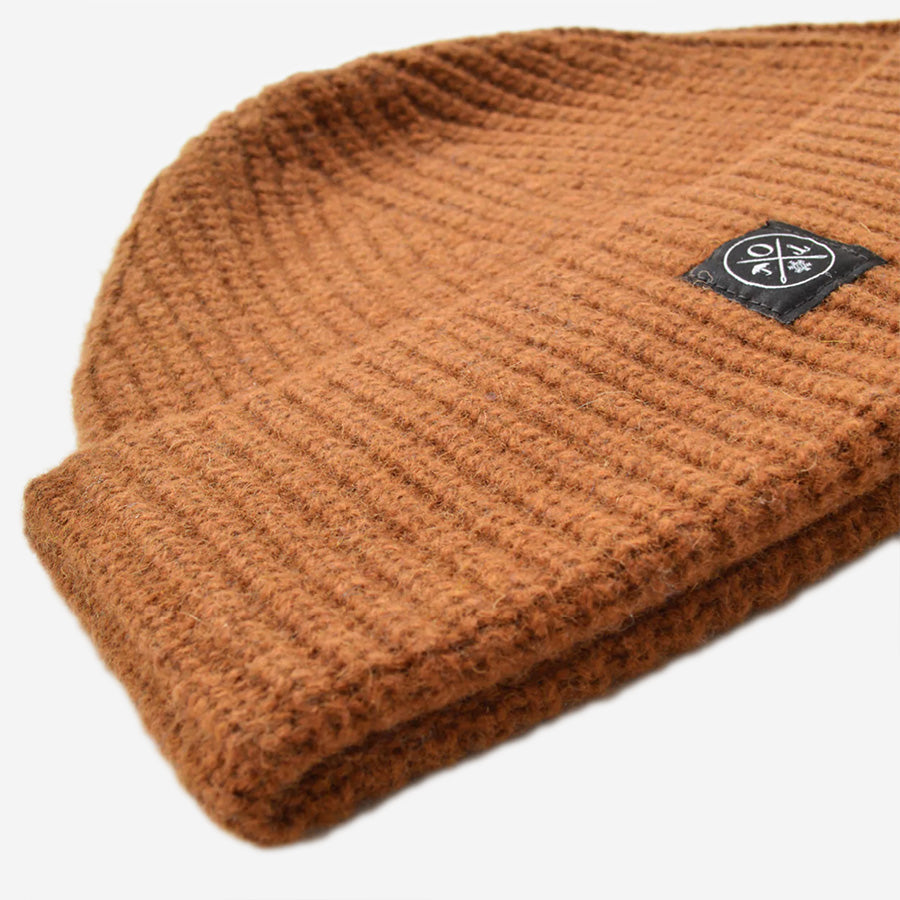 Recycled Wool Beanie Toque - Caramel
