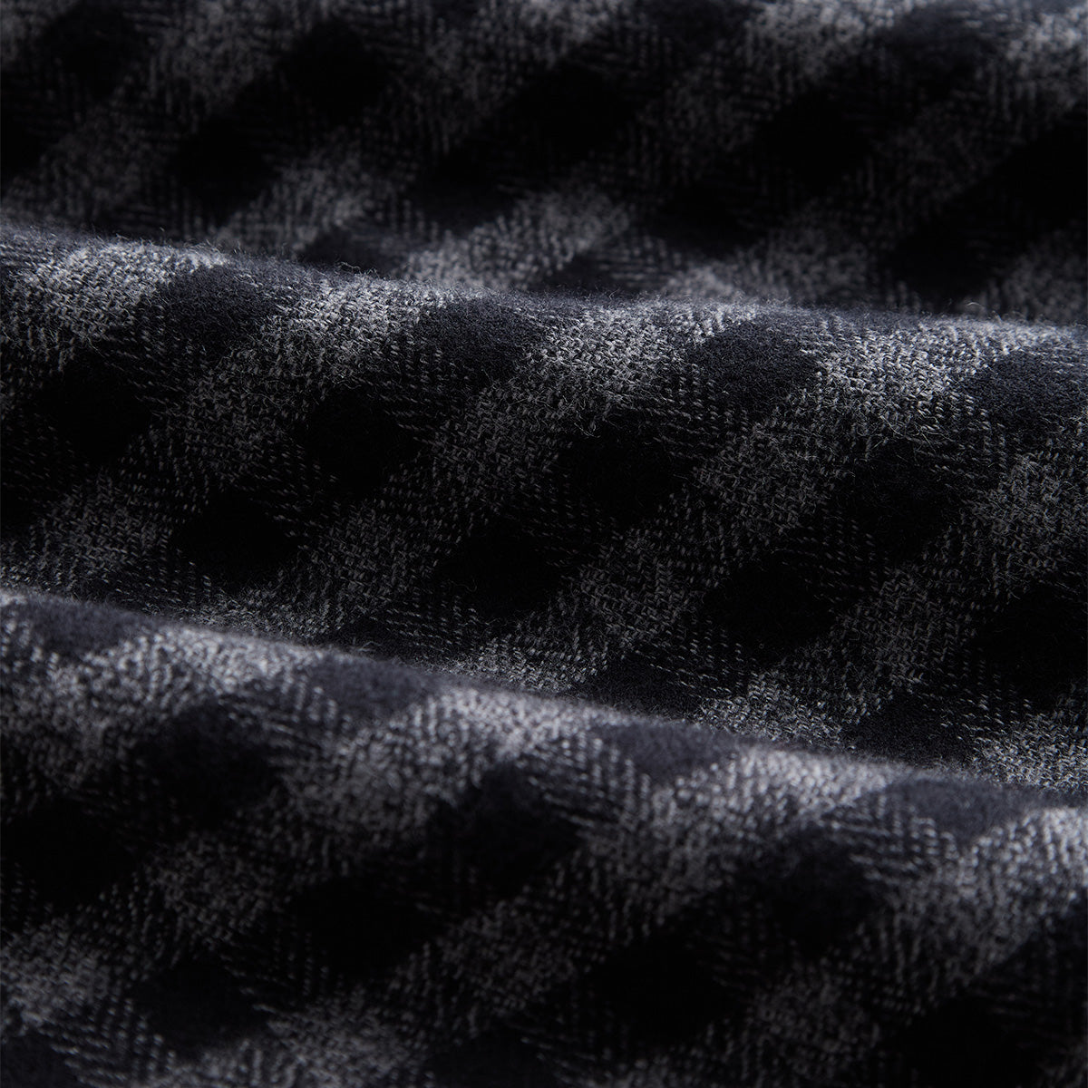 Roca Herringbone Check Flannel Shirt - Grey Charcoal