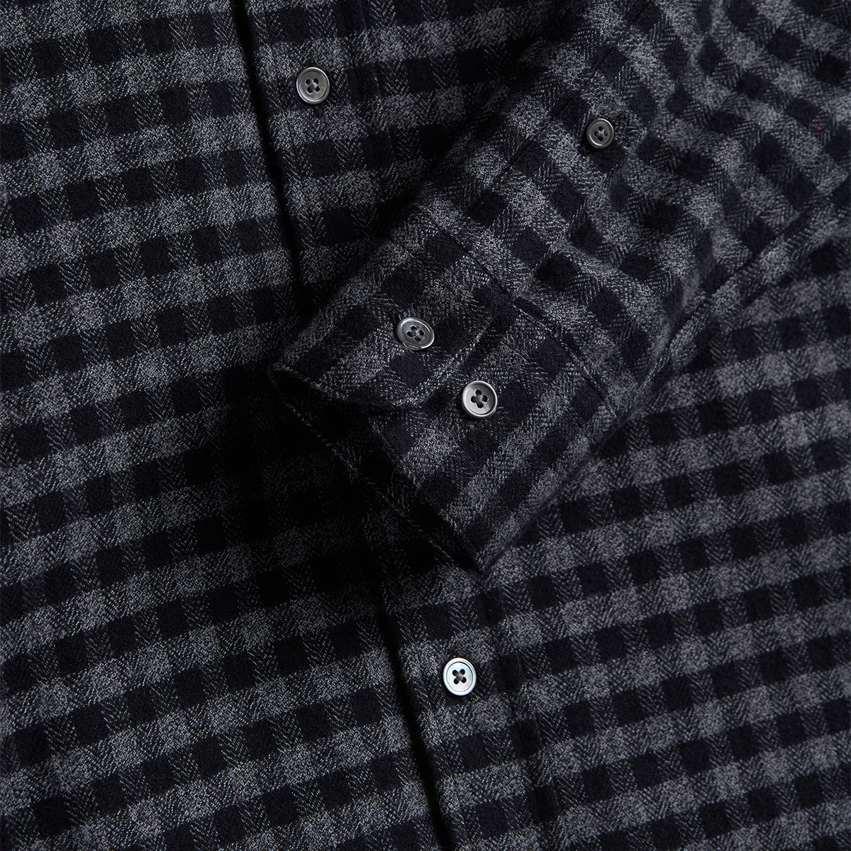 Roca Herringbone Check Flannel Shirt - Grey Charcoal