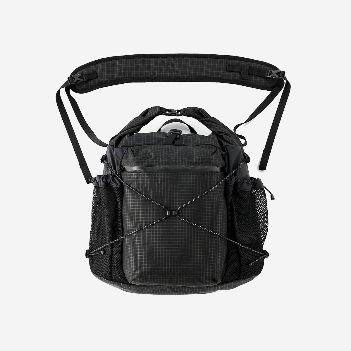 Rolltop Gird Cross Bag - Black