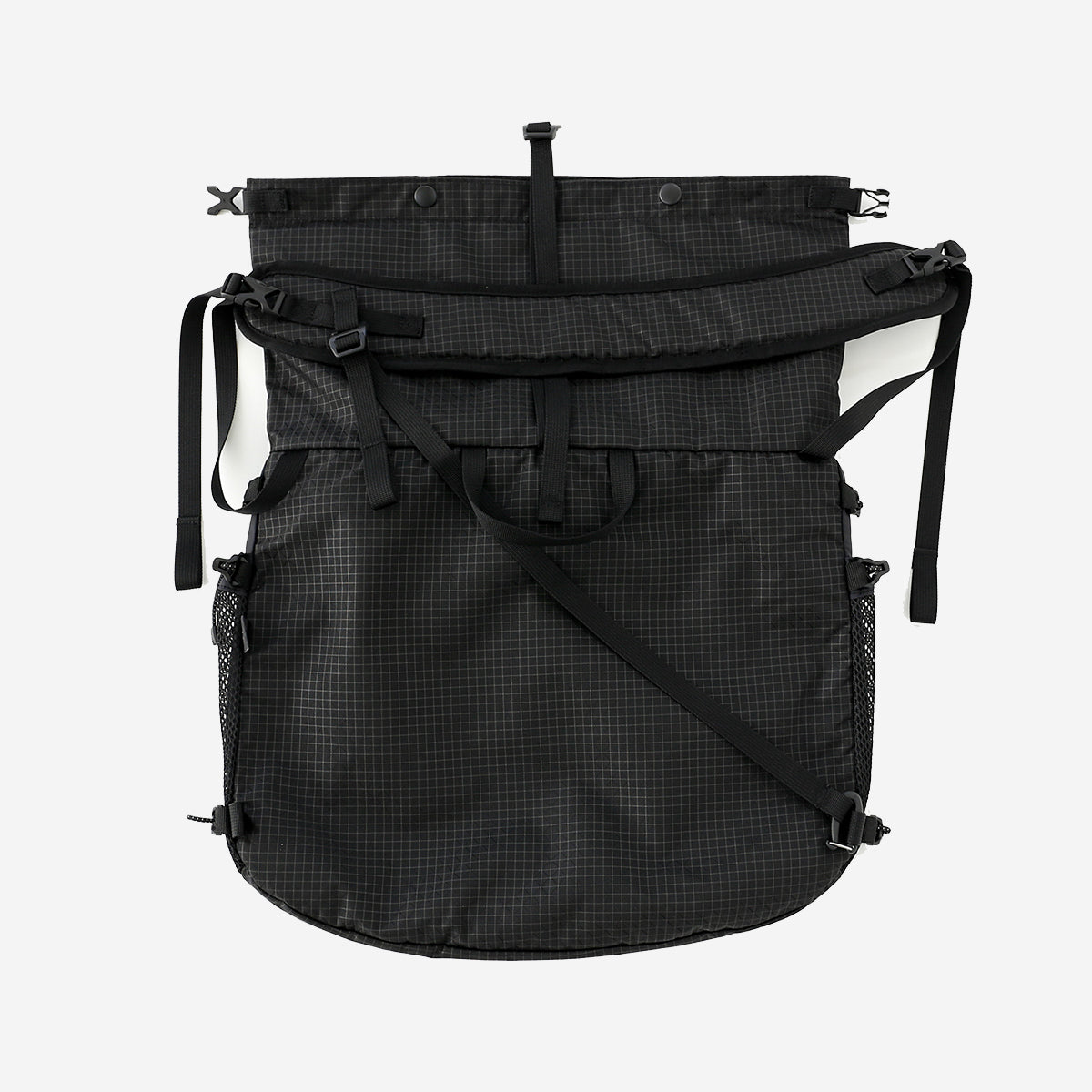 Rolltop Gird Cross Bag - Black