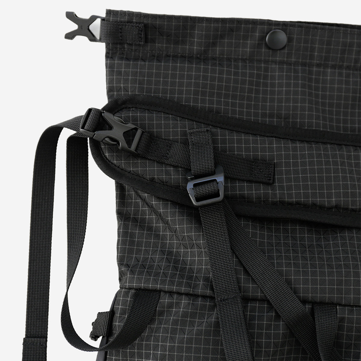 Rolltop Gird Cross Bag - Black
