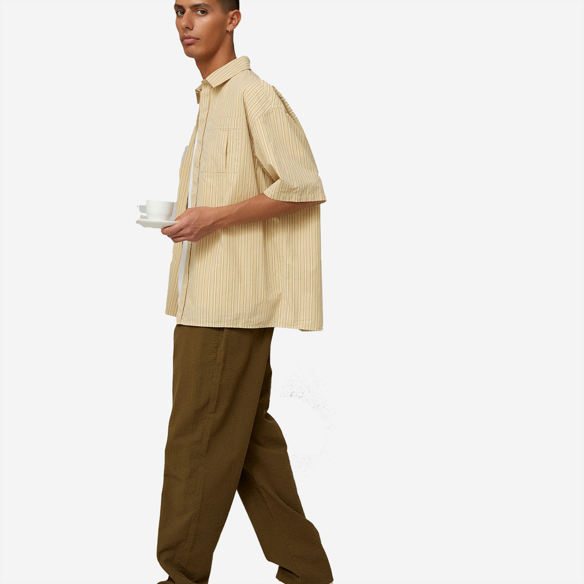 Rose S/S Poplin Shirt - Dusty Yellow Stripe