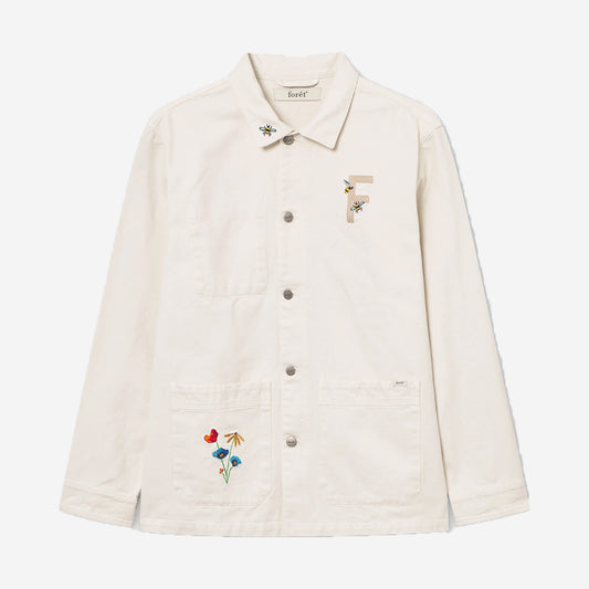 Rowan Embroidery Canvas Overshirt - Cloud