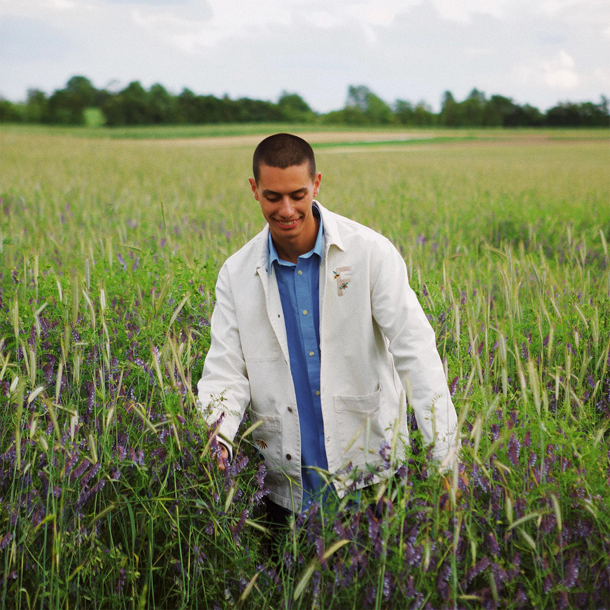 Rowan Embroidery Canvas Overshirt - Cloud