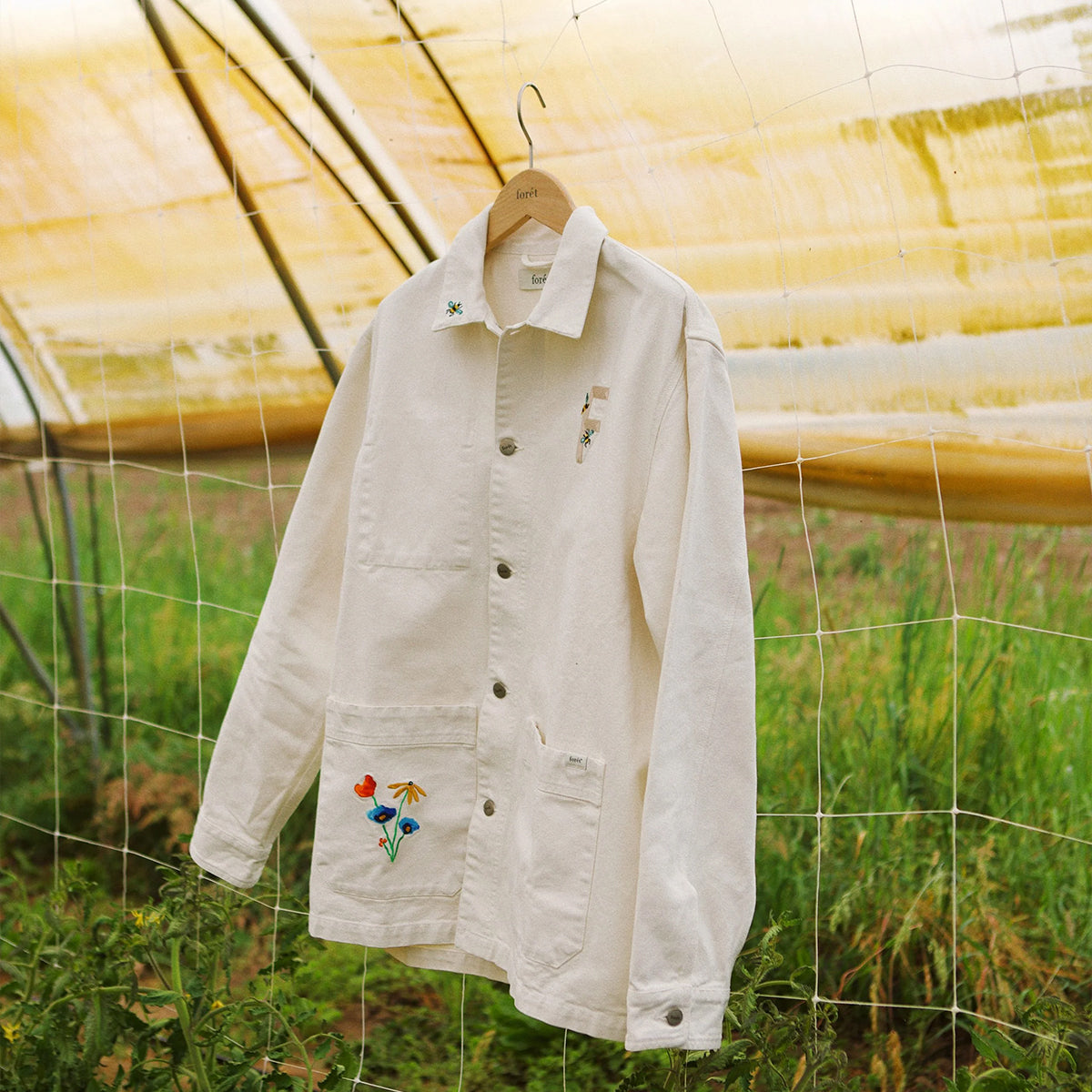 Rowan Embroidery Canvas Overshirt - Cloud