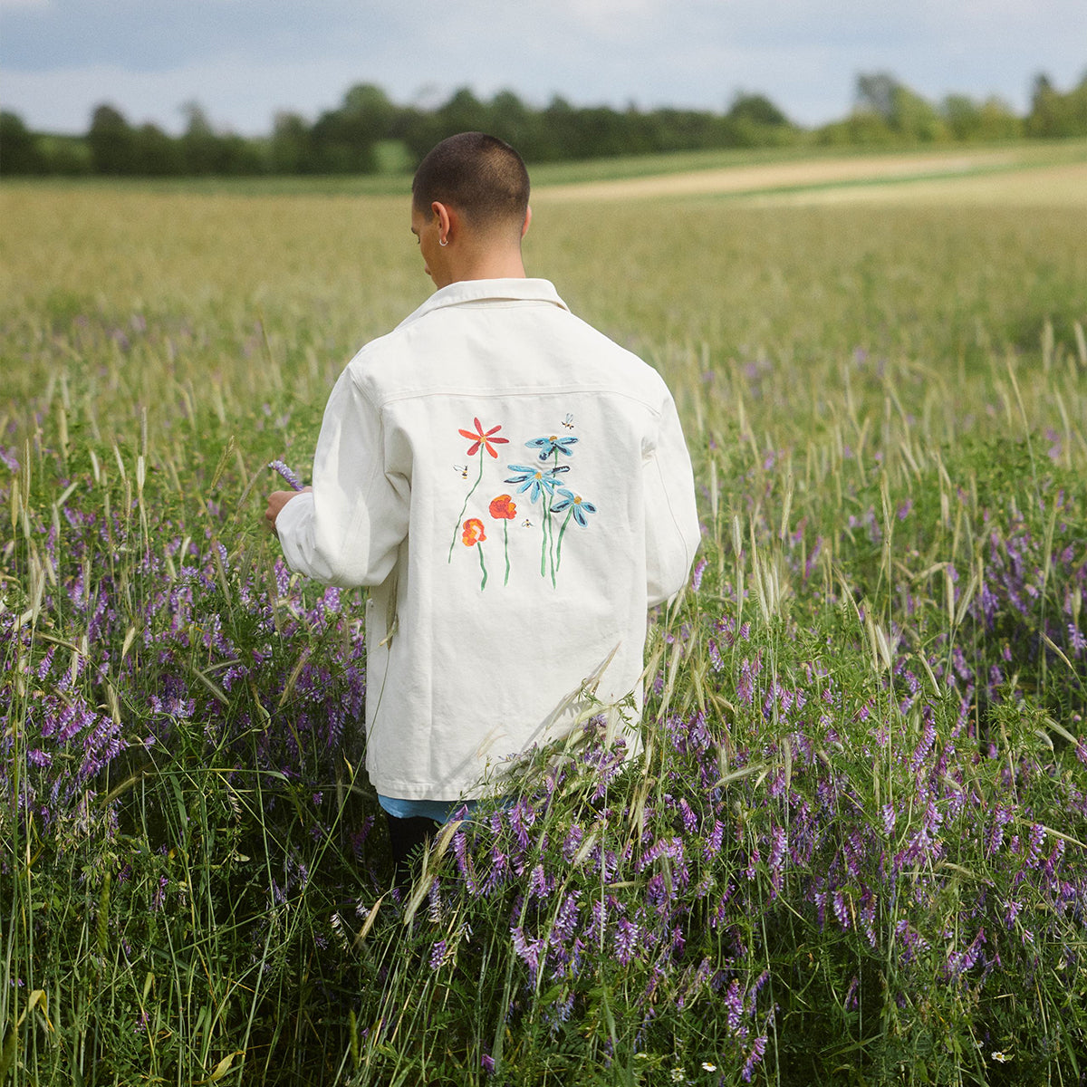 Rowan Embroidery Canvas Overshirt - Cloud