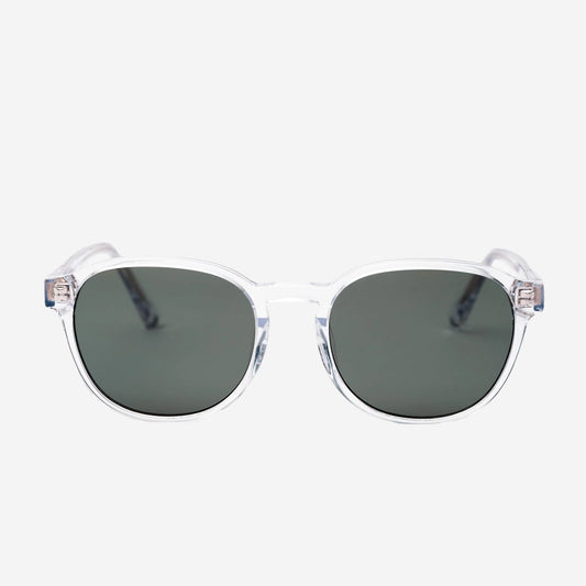 RYAN Round Sunglasses - Crystal/Gradient Green