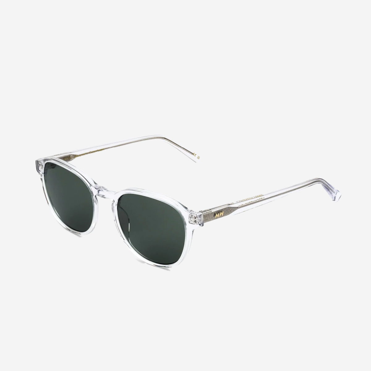 RYAN Round Sunglasses - Crystal/Gradient Green