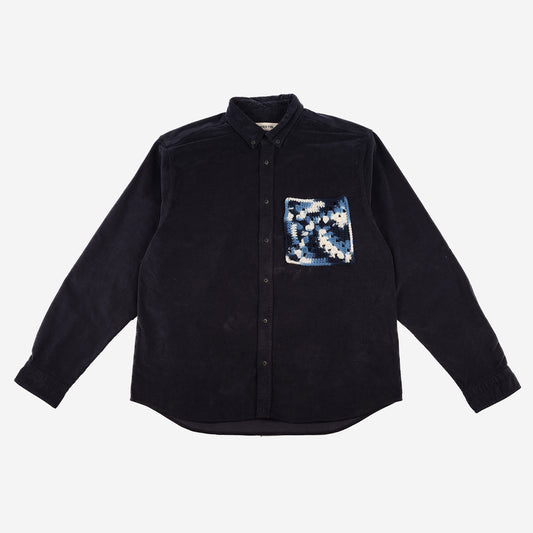 SPUN Studio x Raeburn Cotton Moleskin Shirt - Navy (Large)