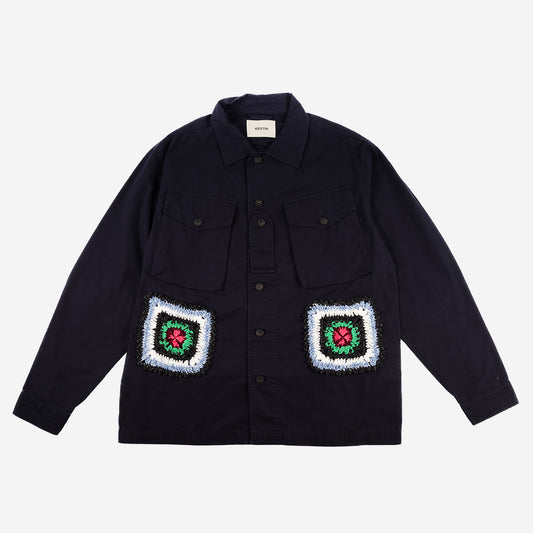 SPUN Studio x Redford Ripstop Military Overshirt - Navy (Medium)