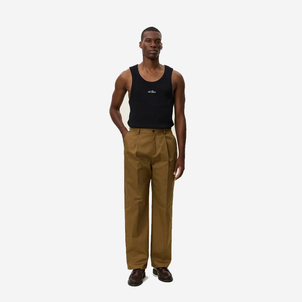 Reece Pleated Heavy Twill Pants - Dark Sand
