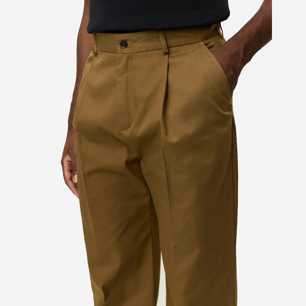 Reece Pleated Heavy Twill Pants - Dark Sand
