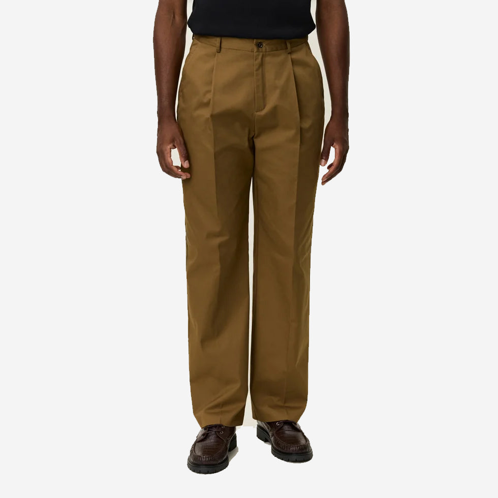 Reece Pleated Heavy Twill Pants - Dark Sand