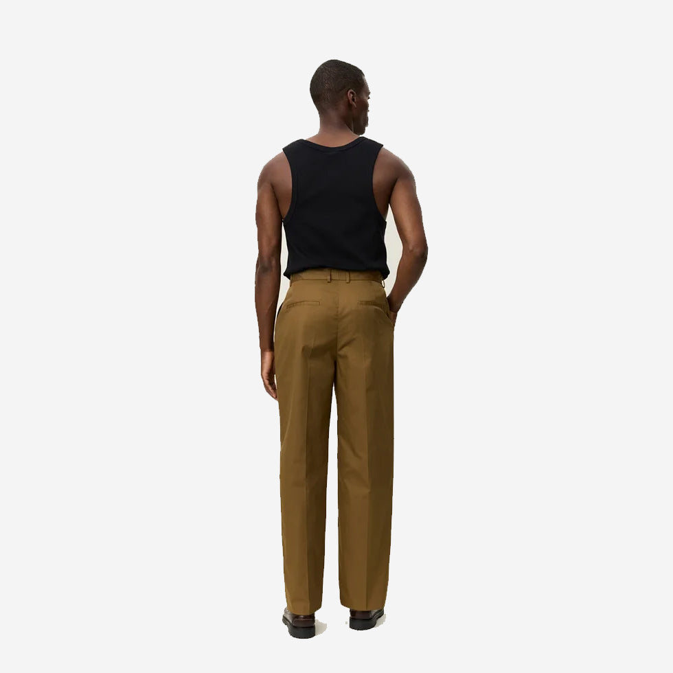 Reece Pleated Heavy Twill Pants - Dark Sand