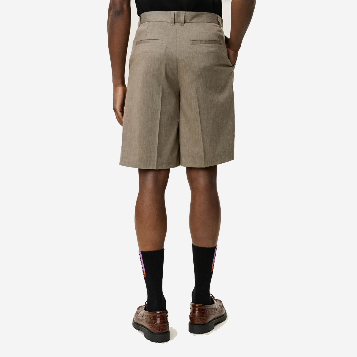 Reece Pleated Slub Shorts - Lichen Green