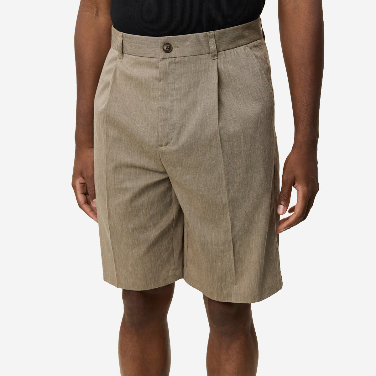 Reece Pleated Slub Shorts - Lichen Green