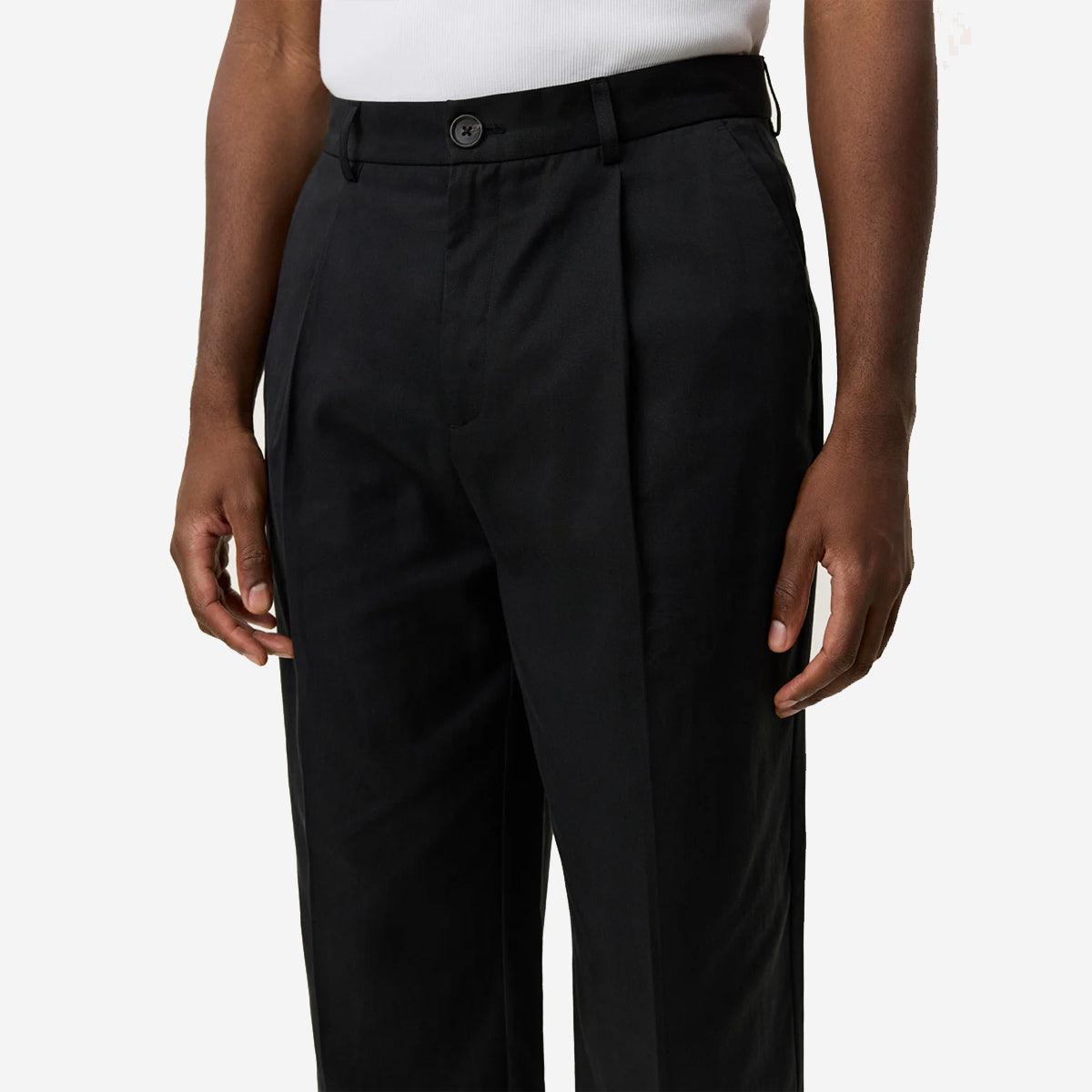 Reece Pleated Twill Loose Suit Pants - Black